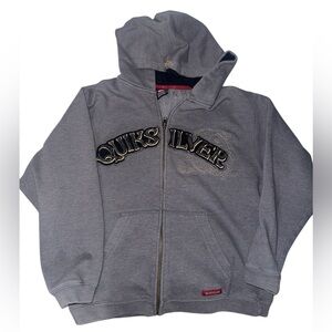 Quiksilver Kids' Gray Zip-Up Hoodie Y2K (also fits a womens small)